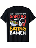 Men's T-Shirt Pixel Style Headphones And Ramen Bowl With Gaming Text T Shirt