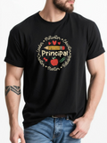 Men's T-Shirt Principal Chalk Drawn Apple With Scattered Pencils School Theme