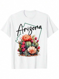 Men's T-Shirt Arizona Desert Blooming Cacti With Pink Flowers And Lush Blossoms