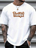 Men's T-Shirt Thankful Bold Cursive Letters With Autumn Inspired Earthy Colors Text
