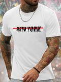 Men's T-Shirt New York Black White Block Letter Design Cityscape Inspiration