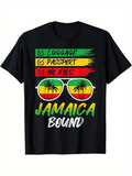 Men's T-Shirt Luggage Passport No Kids Jamaica Bound With Sunglasses Palm Tree Silhouette