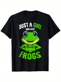 Men's T-Shirt Just A Girl Who Loves Frogs With Smiling Cartoon Green Frog