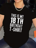 Women's T-Shirt This Is My 18th Birthday T Shirt Bold White Letters On Black Shirt