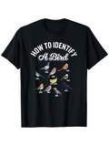 Men's T-Shirt How To Identify A Bird With Colorful Perched Songbirds On Black Cotton T Shirt