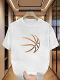 Men's T-Shirt Minimalist Brown Orange Lines Forming A Stylish Abstract Basketball