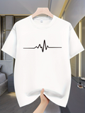 Men's T-Shirt Simple Monochrome Linework With Minimal Modern Heartbeat Graphic