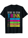 Men's T-Shirt Before You Speak Think Colorful Arrows With Inspirational Letters On Black Shirt
