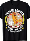 Men's T-Shirt Public Tooter Cartoon Hotdog With Comic Smoke Hands And Shoes