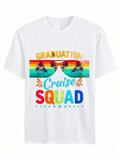Men's T-Shirt Graduation Cruise Squad Retro Sunglasses With Palm Trees And Rainbow