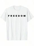 Men's T-Shirt Freedom Bold Lettering Minimalist White T Shirt Print