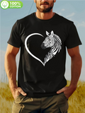 Men's T-Shirt Bold Graphic Heart Shape With Detailed Striped Wild Zebra