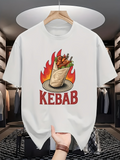 Men's T-Shirt Kebab With Grilled Meat Flames Plate And Fiery Sauce Wrap