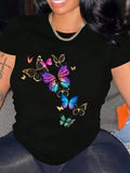 Women's T-Shirt Radiant Vivid Colors Fluttering Gracefully Among Delicate Butterflies