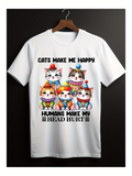 Men's T-Shirt Cats Make Me Happy Brightly Dressed Cartoon Clown Cats With Playful Expressions