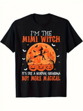 Men's T-Shirt Im The Mimi Witch Flying In Front Of Full Moon With Pumpkins