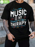 Men's T-Shirt Music Is My Therapy With Colorful Notes And Lines Highlighting Therapy Statement