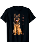 Men's T-Shirt Love Is Sitting Proudly With Loyal German Shepherd Dog