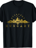 Men's T-Shirt Budapest Hungary Golden Night Skyline With Parliament Building