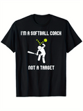 Men's T-Shirt Im A Softball Coach Not A Target With Flying Ball And Stick Figure Coach