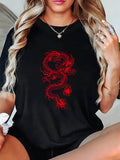 Women's T-Shirt Blazing Fiery Red Lines Forming A Mystical Oriental Dragon