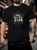 Men's T-Shirt Happy New Year 2026 With Colorful Fireworks And Sparkling Lights Celebration