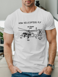 Men's T-Shirt How Helicopters Fly Diagram With Comic Labels And Sketch Helicopter
