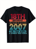 Men's T-Shirt 18th Birthday Colorful Vintage Text With Retro Graphic Legend Year
