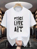 Men's T-Shirt Peace Love Art Bold Black Letters Urban Statement T Shirt