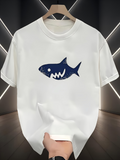 Men's T-Shirt Playful Underwater Scene With Minimalist Cartoon Shark Silhouette
