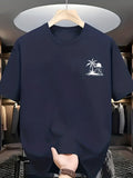 Men's T-Shirt Serene Coastal Sunset With Ocean Waves And Palm Trees T Shirt