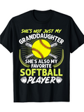Men's T-Shirt Shes Not Just My Granddaughter Softball Player With Bats And Yellow Softball