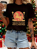 Women's T-Shirt Golden Lunar Lanterns With Trotting Horse Festive Celebration