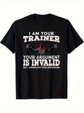 Men's T-Shirt I Am Your Trainer Strong Powerlifting Illustration With Red Accents On Black T Shirt