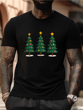 Men's T-Shirt Festive Holiday Cheer With Sparkling Lights Adorned Evergreen Christmas Tree