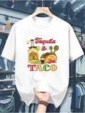 Men's T-Shirt Tequila And Colorful Festive Table Setting With Taco