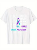 Men's T-Shirt In September Teal Purple Suicide Prevention Awareness Ribbon Shirt