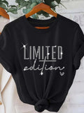 Women's T-Shirt Limited Edition Sparkling Highlights Over Black Script Text Shirt