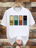 Men's T-Shirt Abstract Landscape Panels With Sun And Waves Scenic View