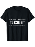Men's T-Shirt Its Not A Religion Its A Relationship Bold Text With Christian Crosses Jesus