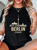 Women's T-Shirt Berlin Germany City Landmarks With Iconic Historic Skyline