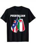 Men's T-Shirt Puertalian Boxing Gloves With Puerto Rican And Italian Flags
