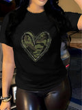 Women's T-Shirt Camouflage Pattern Bold Artistic Heart Graphic Heart