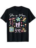 Men's T-Shirt She Is Mom Pastel Flowers With Butterflies And Colorful Letters