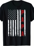 Men's T-Shirt Distressed American Flag With Bold Red Vertical Letters Papa