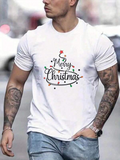 Men's T-Shirt Merry Christmas With Festive Lights Wrapping Green Holiday Tree