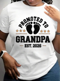 Men's T-Shirt Promoted To Grandpa With Baby Footprints And Stars Classic White T Shirt