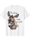 Men's T-Shirt Donkeys Make Me Smile With Watercolor Art Style Donkey