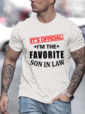 Men's T-Shirt Its Official Statement Lettering Bold Simple Family Son In Law
