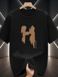 Men's T-Shirt Abstract Brushstrokes With Earthy Brown Artistic Painted Letters